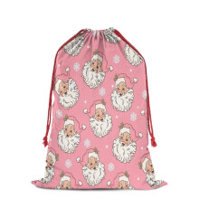 Sacolas de Natal rosa com cordão e estampa do Papai Noel, 70 x 50 cm
