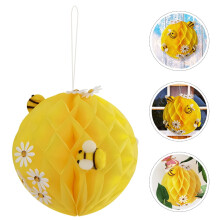 Conjunto de decoração de pingente em formato de favo de mel de papel amarelo