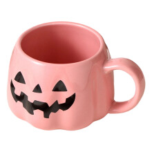 Halloween Pumpkin Mug – Ceramic Coffee Cup with Happy Halloween Pattern, Cute Pumpkin Design, Tabletop Drinkware Gift for Adults & Kids