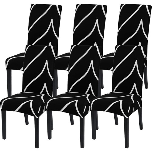 6-Pack Stretch Dining Chair Covers Black