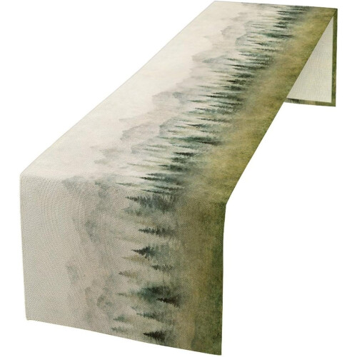 Linen Table Runner 13 x 108 in Watercolour Forest Design