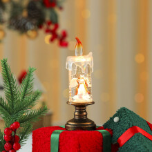 Vintage sneeuwbol LED-kaarsenlantaarn met kerstmantafereel