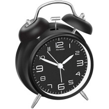 4 Inch Twin Bell Alarm Clock Black Vintage Style