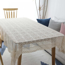 Beige Crochet Hollow Tablecloth 140x200cm