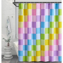 Rose Pink Checkered Shower Curtain 72x72 in with 12 Hooks