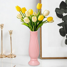 Dry & Wet Flower Arrangement Container, 2.76x8.27", Modern Pink Vase for Desk, Wedding & Home Decor (1pc)