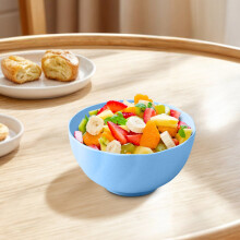 5.3-Inch Wheat Straw Plastic Bowl with Slanted Design, Medium Food Bowl for Dorm, Home, and Kids, Microwave Safe and Durable (Blue)