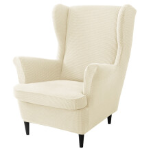 Wingback Chair Slipcover with Elastic Bottom – Beige