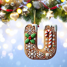 Wooden Initial Christmas Tree Ornament – 8cm Letter Decor
