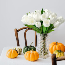 10 db világos rózsaszín PU tulipán – Valódi tapintású művirágok