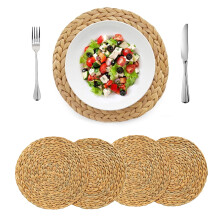 Round Water Hyacinth Placemats 13.8in 4 Pack