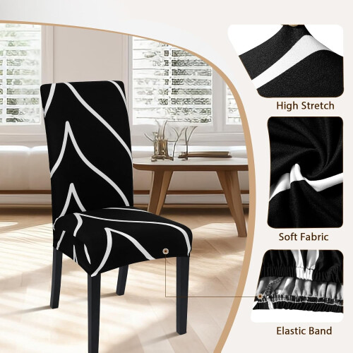 6-Pack Stretch Dining Chair Covers Black 2