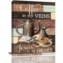 Vintage Coffee Wall Art Canvas – 'Coffee In My Veins',