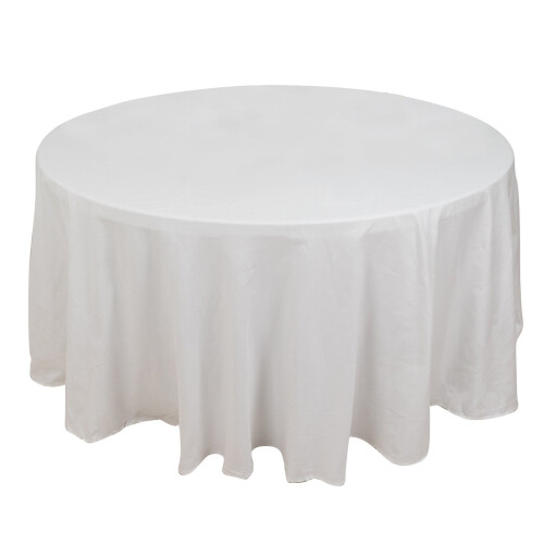 Cotton Round Tablecloth 120 inches White 1