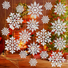 36-Piece Glitter Snowflake Ornaments Set