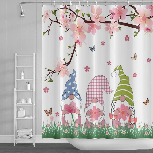 Spring Gnomes Shower Curtain 84 x 72 in Waterproof Polyester