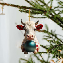 Highland Cow Acrylic Christmas Tree Ornament