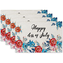 4 Pack Rose Placemats 12x18 Inches Polyester
