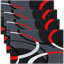 Linen Placemats Set of 4, 18x12 Inch Modern Abstract Design