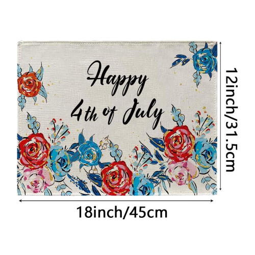 4 Pack Rose Placemats 12x18 Inches Polyester 1
