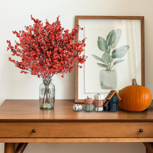 6 Pcs Orange Artificial Baby's Breath Bouquets – 2