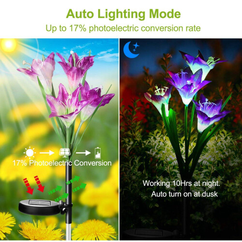 Solar-Gartenleuchten Lilienblume LED 7-farbig 2 Stück 2