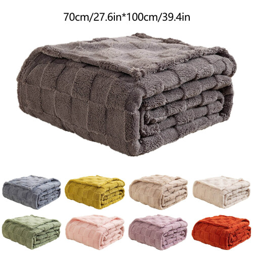 TAKTUK throw blanket textured checkerboard plush beige 2