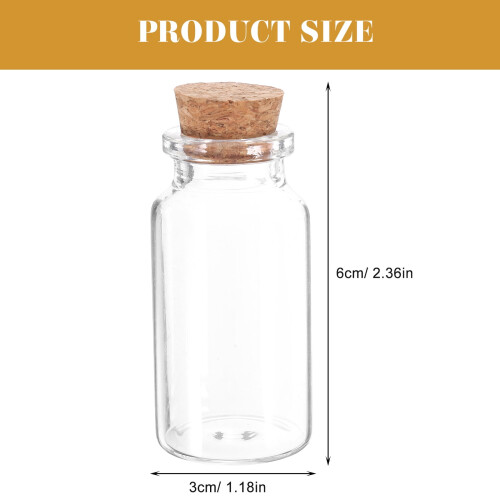 Mini Glass Vials with Cork Stoppers, Transparent, 12 pcs 1