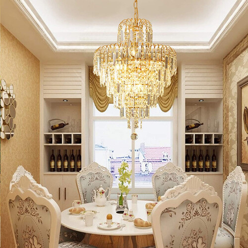 Modern 4-Light Gold Crystal Chandelier 40cm 2