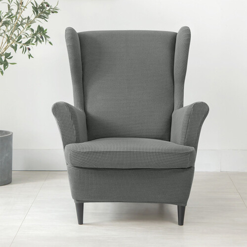 Wingback Chair Slipcover with Elastic Bottom – Beige 1