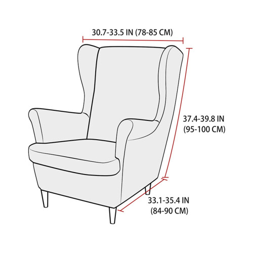 Wingback Chair Slipcover with Elastic Bottom – Beige 2