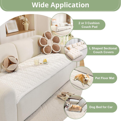 White Couch Arm Cover 20" x 24" Polyester Anti-Slip 1