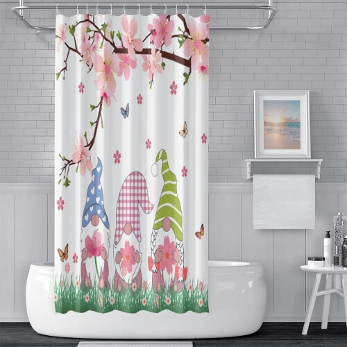 Spring Gnomes Shower Curtain 84 x 72 in Waterproof Polyester 1