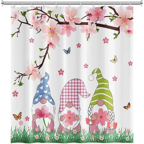 Spring Gnomes Shower Curtain 84 x 72 in Waterproof Polyester 2