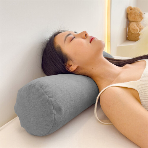 Almohada cervical de algodón y lino con funda extraíble. 1