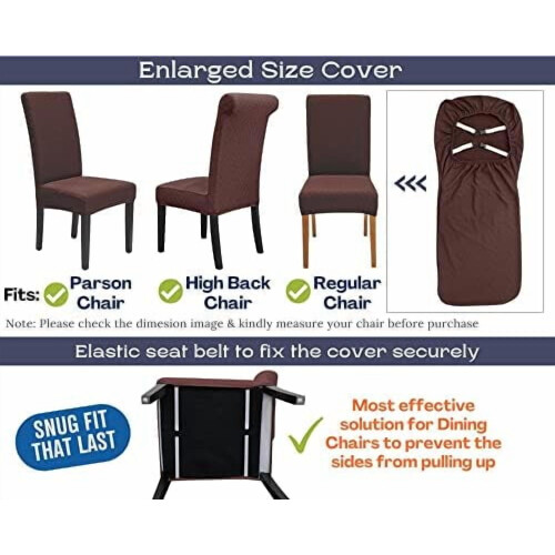4-Pack Stretch Dining Chair Covers with Seat Belt 1