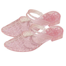 Damen-Sandalen aus ausgehöhltem PVC, glitzernde Sandalen-Rosa 36
