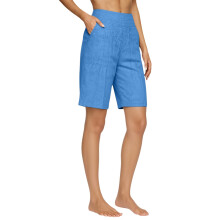 Casual Shorts for Women Knee Length Loose Wide Leg-Blue XXL