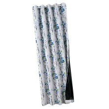 Black Out Curtain With Floral Print Grommets-light blue 132x213