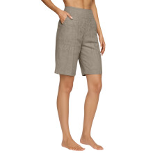 Casual Shorts for Women Knee Length Loose Wide Leg-Khaki S
