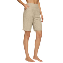 Casual Shorts for Women Knee Length Loose Wide Leg-Apricot L