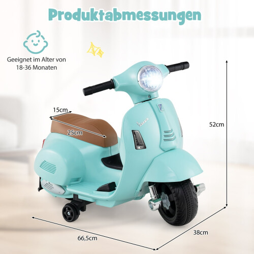 Kids' Electric Motorcycle 6V with LED Headlight, Blue 2