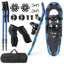 Juego de raquetas de nieve con bastones ajustables, 78 cm, azul marino