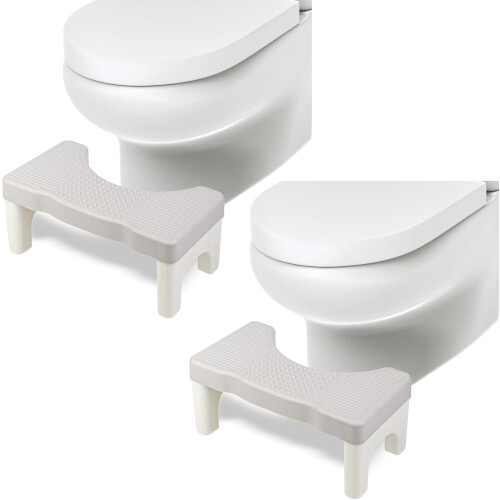 2 Pack Bathroom Squat Stool, Plastic Poop Stool for Adults