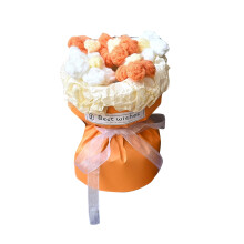Handknitted Yarn Bundle with Crochet Puff Flower Bouquet Kit – Compatible with Valentine’s, Mother’s Day, Birthday & Wedding