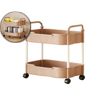 Carrello portaoggetti in plastica a 2 ripiani con ruote