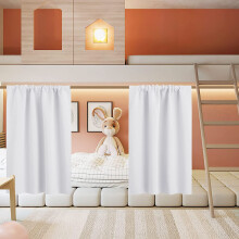 Short Blackout Curtains for Living Room, Bedroom, Bathroom, Basement, Garage, RV—34"x36", Pure White, 2 Pcs