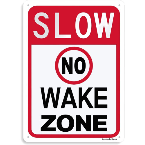 Πινακίδα "Slow Down No Wake Zone" 30x40cm Ανακλαστικό Αλουμίνιο