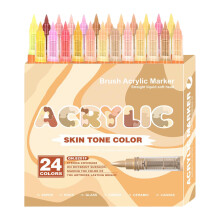 Hautfarbene Acrylmarker, 24 Farben, weiche Pinselspitze, 1,8 ml