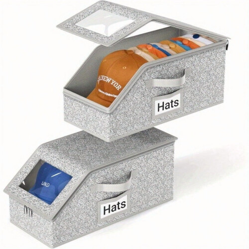 2er-Set stapelbare Baseballkappen-Organizer – Grau
